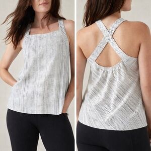 Athleta Black & White Striped Crisscross Back Tank Top – XL